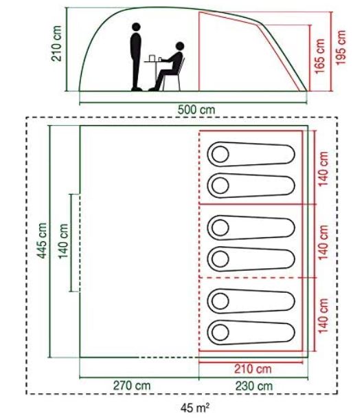 The floor plan and some dimensions.