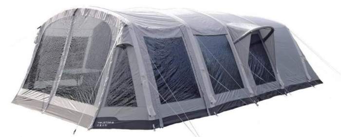 Fully closable tent with solid windows.