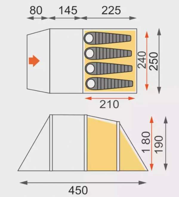 The floor plan and the dimensions.