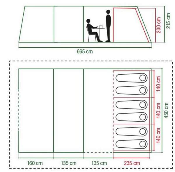 The floor plan and some dimensions.