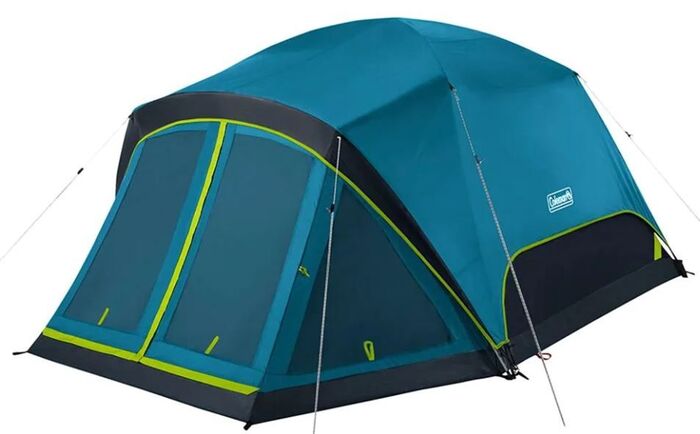 Coleman Skydome 6-Person Screen Room Camping Tent with Dark Room Technology.