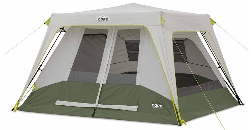 Core 6 Person Straight Wall Cabin Tent with a Screen Room