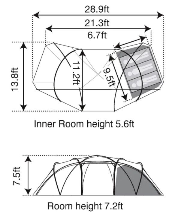 The floor shape and some dimensions.