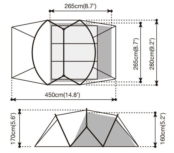 Floor plan and dimensions.