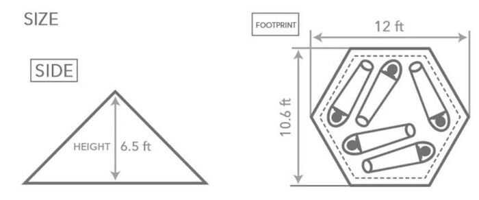 The Medium tent floor plan and dimensions.