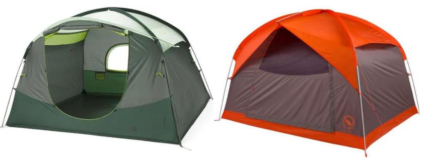 The North Face Sequoia 6 left, and Big Agnes Dog House 6 Tent right.