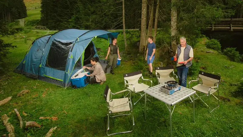 How Big Is a 4 Person Tent - top picture showing a 4-person tent in a camp.