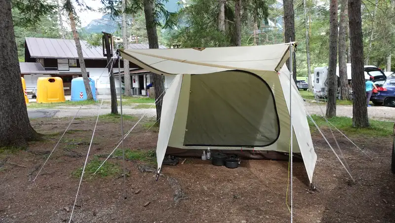 My Snow Peak Alpha Breeze Tent in a camping close to Cortina d'Ampezzo.