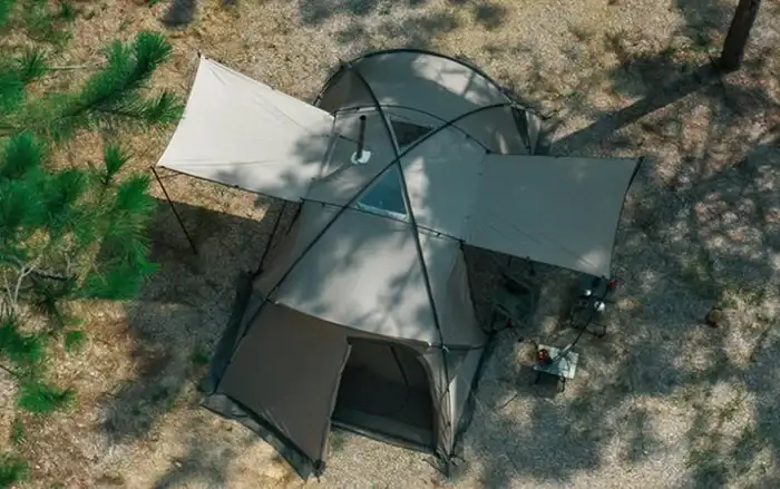 Naturehike Massif 4 Hot Tent aerial view.