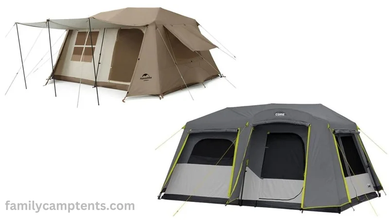 Naturehike Village 13 Instant Tent vs Core 9 Person Instant Cabin Tent with Full Rainfly top picture.