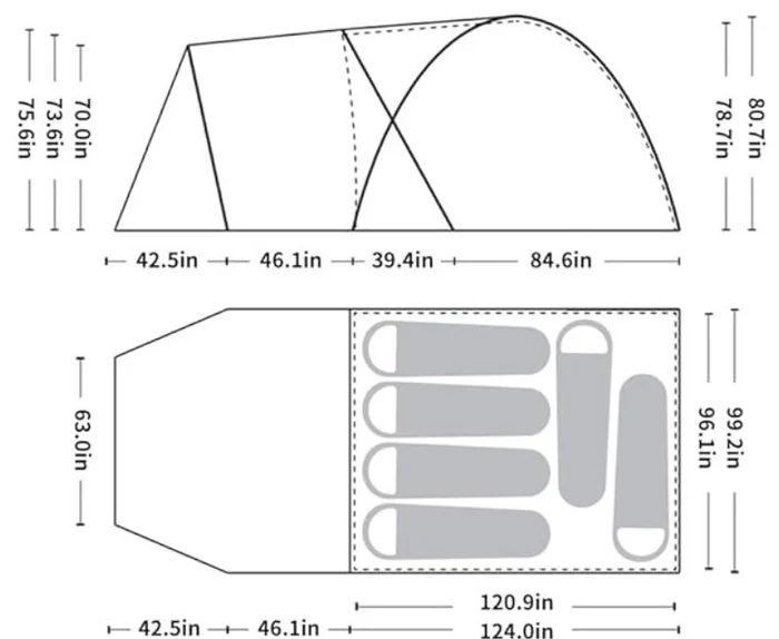 Floor plan and dimensions.